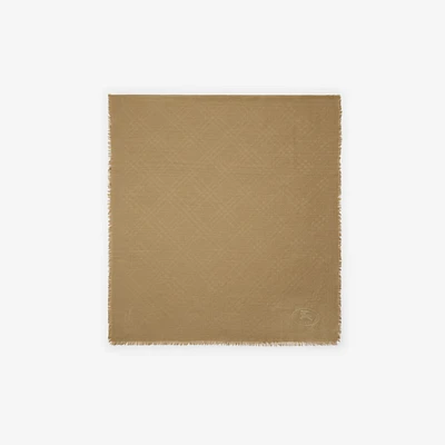 Wide Check Wool Silk Scarf in Sand | Burberry® Official