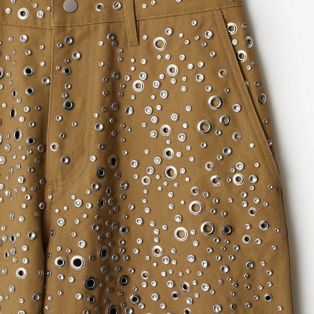 Studded Cotton Trousers in Timber - Men | Burberry® Official