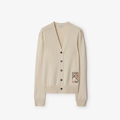 Check Label Wool Cardigan in Nutmeg - Women | Burberry® Official