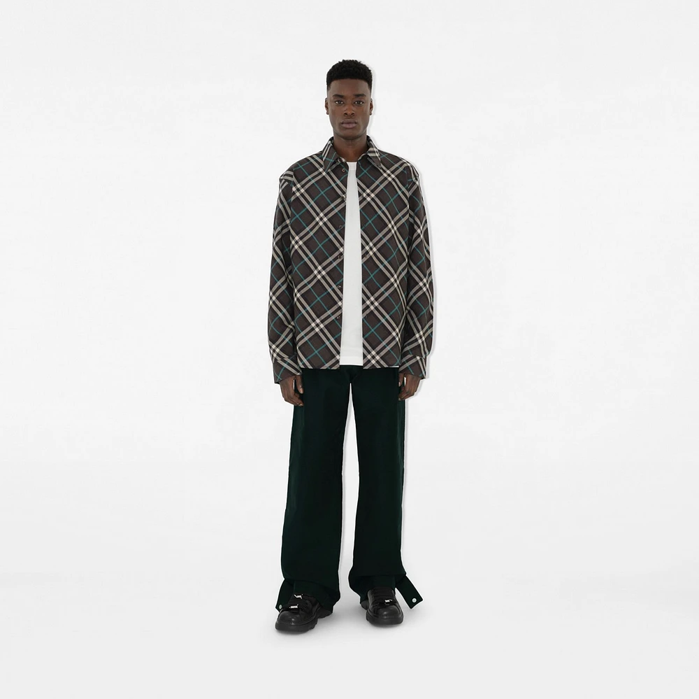 Check Wool Blend Shirt in Snug - Men | Burberry® Official