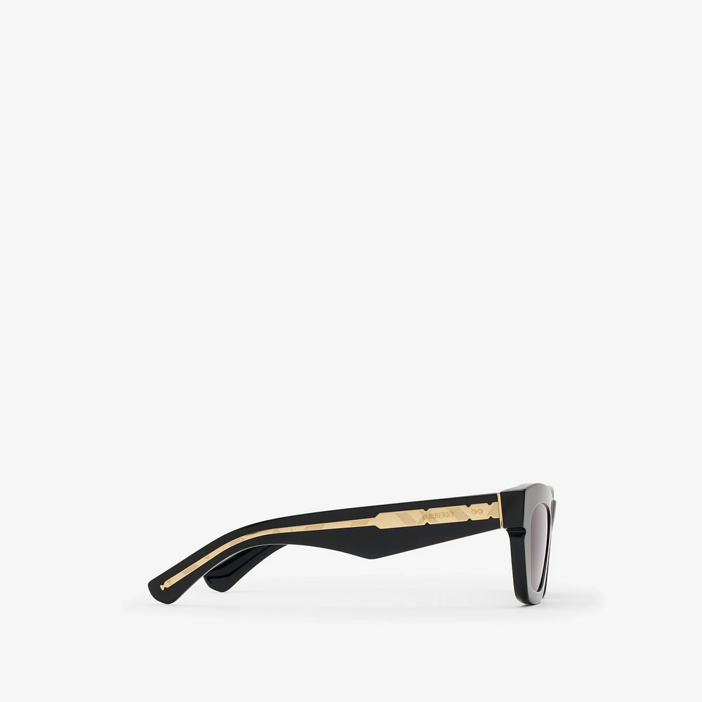 Inlaid Check Cat-eye Sunglasses​ in Black - Women | Burberry® Official