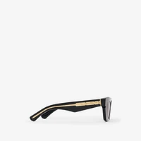 Inlaid Check Cat-eye Sunglasses​ in Black - Women | Burberry® Official