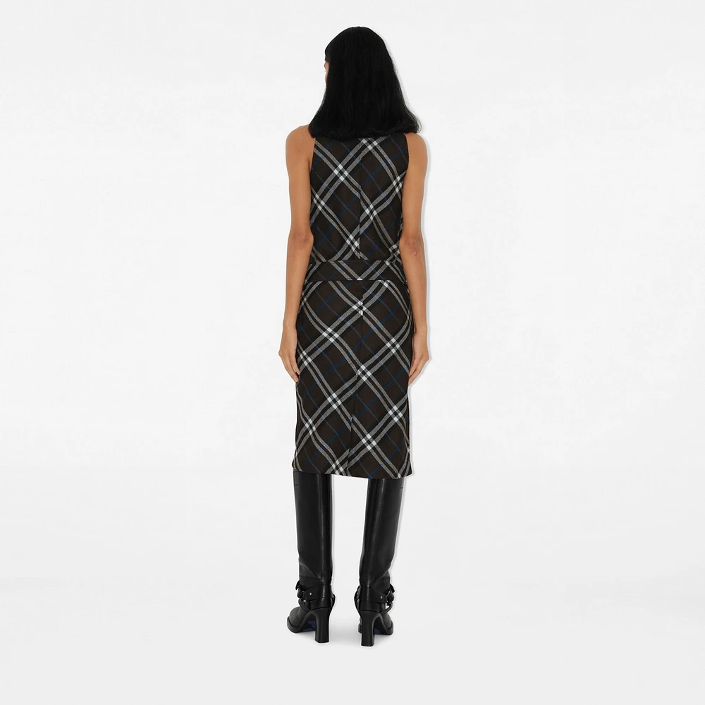 Check Wool Silk Dress in Snug - Women | Burberry® Official