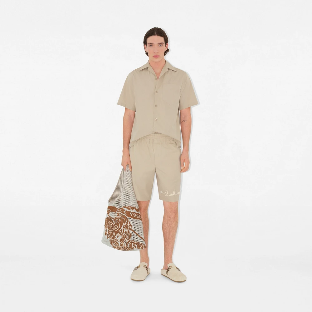 Knot Logo Cotton Shorts in Fossil - Men | Burberry® Official