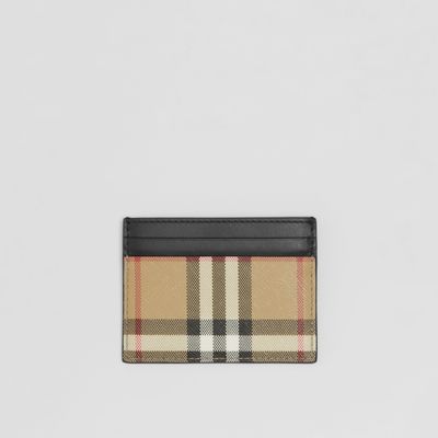 Vintage Check and Leather Card Case in Archive Beige/black - Women | Burberry® Official