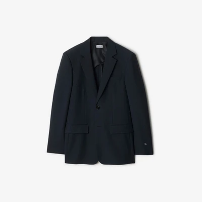 Wool Mohair Tailored Jacket in Navy - Men | Burberry® Official