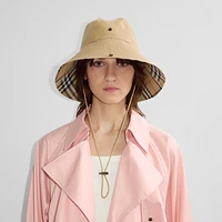Check Brim Gabardine Hat in Flax - Men | Burberry® Official
