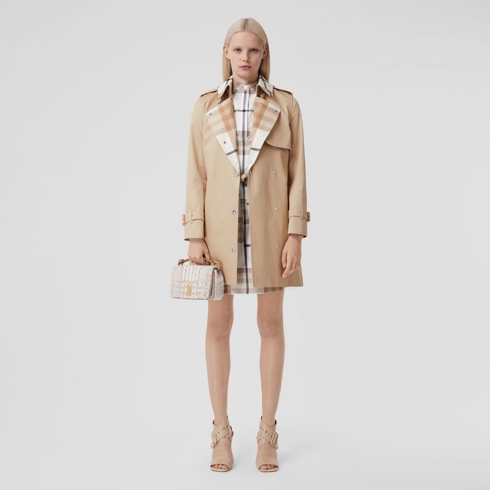 Check Panel Cotton Gabardine Trench Coat Soft Fawn - Women | Burberry® Official