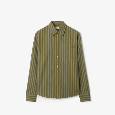 Regular Fit Striped Cotton Shirt in Wreath green - Men | Burberry® Official