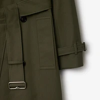 Long Cotton Blend Trench Coat in Military - Women | Burberry® Official