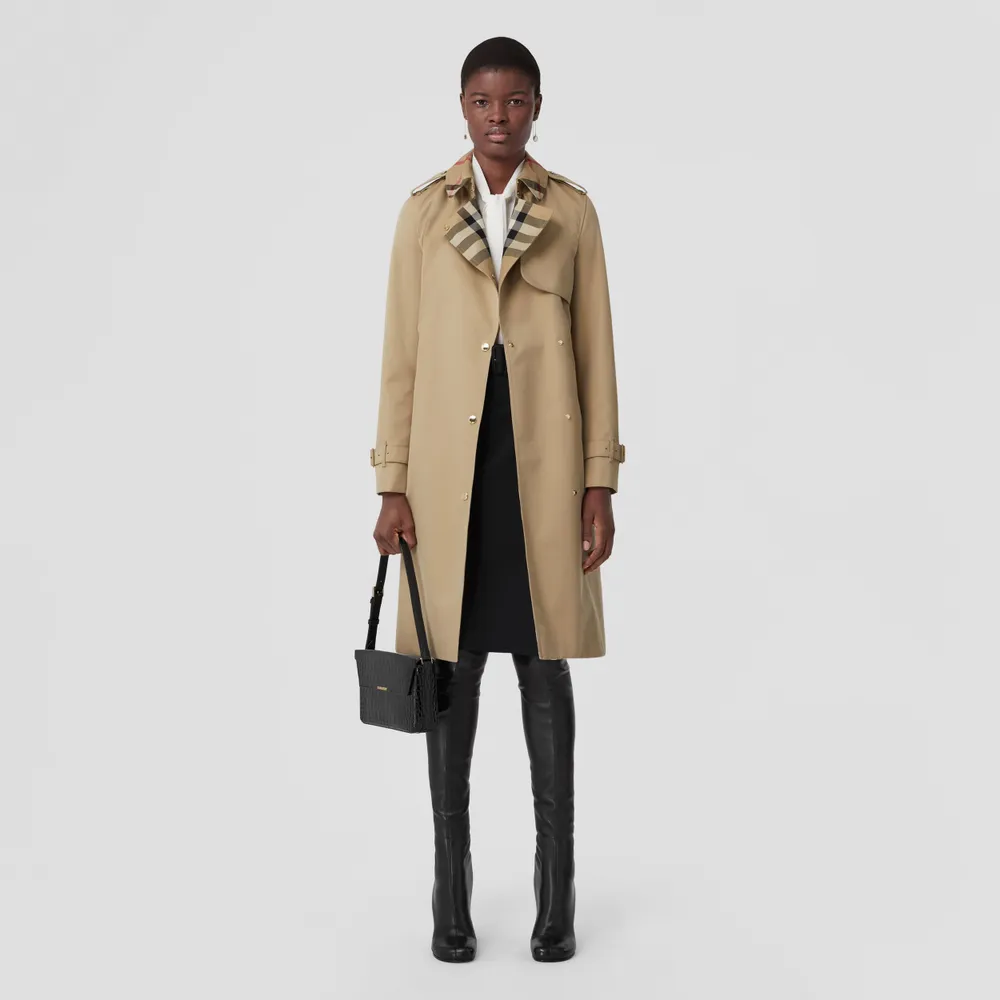 Burberry + Check Panel Cotton Gabardine Trench Coat Honey - Women | Burberry®  Official | Yorkdale Mall