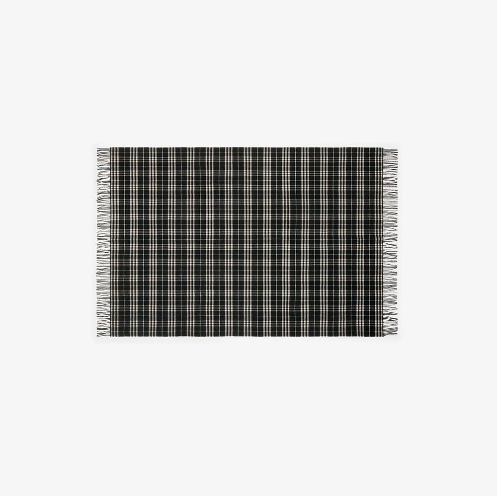 Check Wool Cashmere Blanket in Black/calico | Burberry® Official