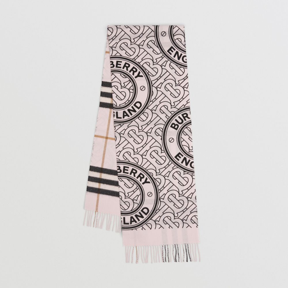 Burberry reversible check Monogram cashmere scarf - Grey