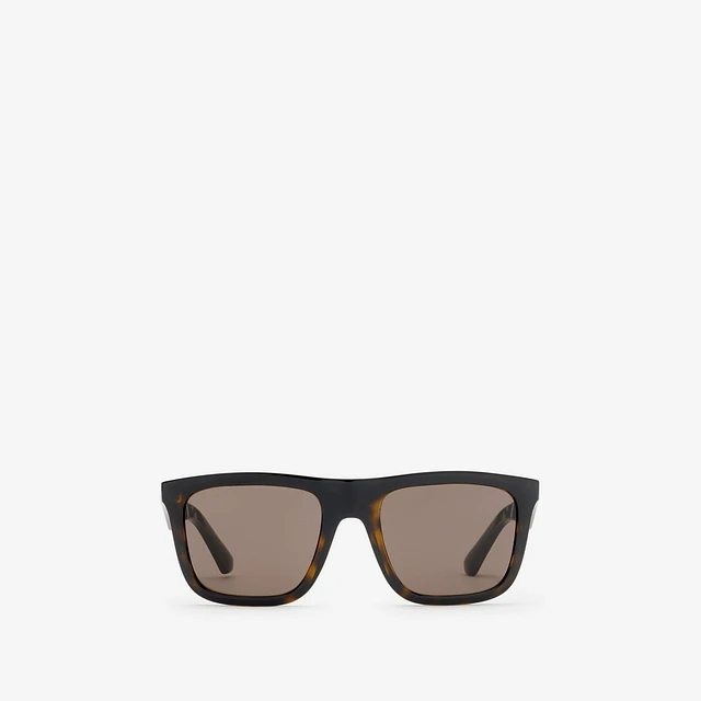 Embossed Check Square Sunglasses in Tortoiseshell - Men | Burberry® Official