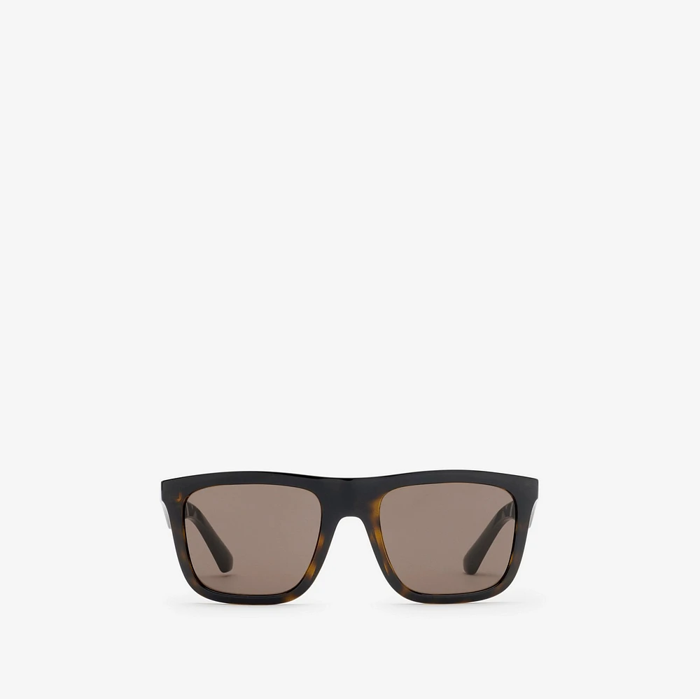 Embossed Check Square Sunglasses in Tortoiseshell - Men | Burberry® Official