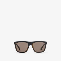 Embossed Check Square Sunglasses in Tortoiseshell - Men | Burberry® Official