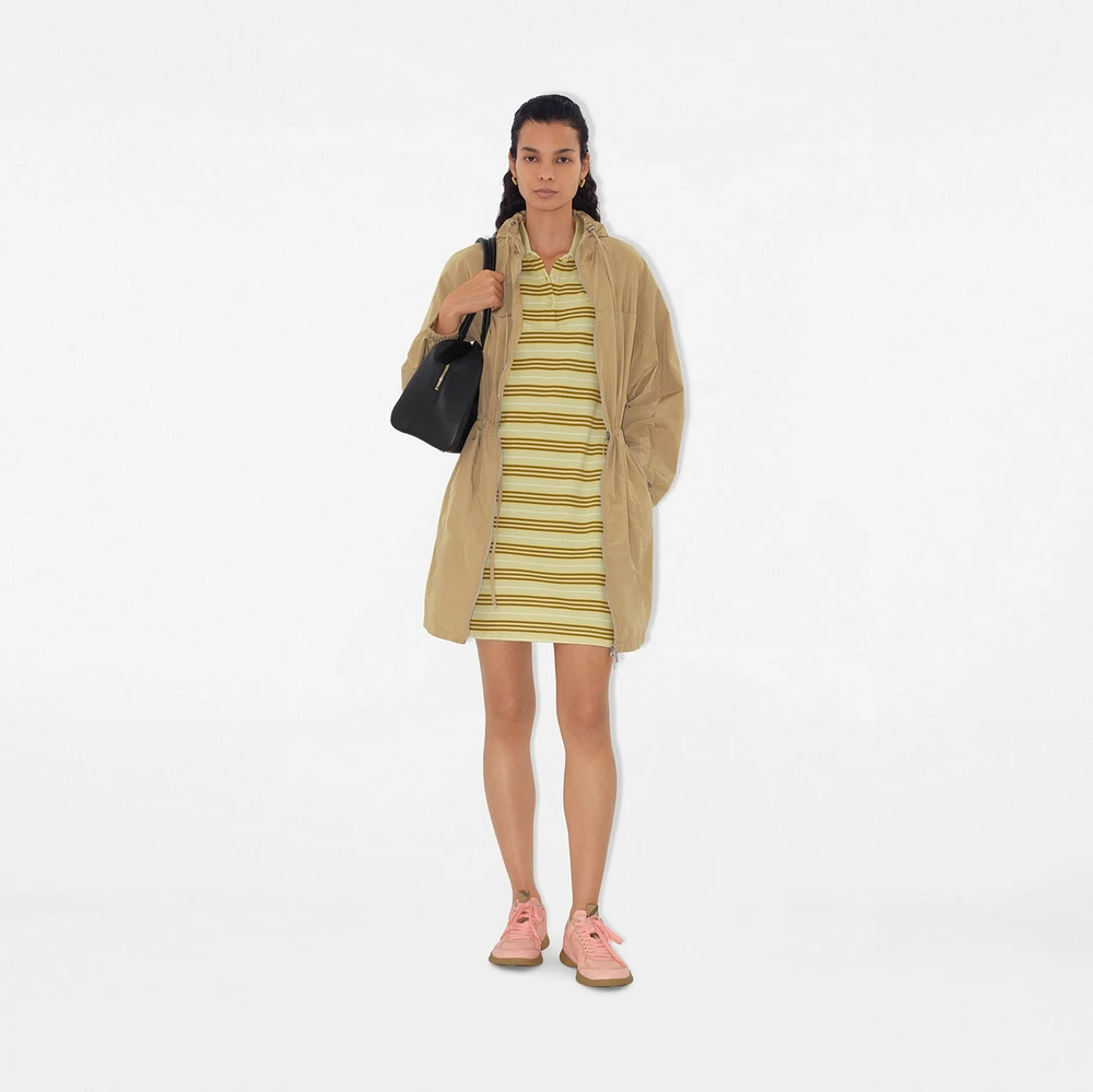 Striped Cotton Polo Shirt Dress in Alabaster - Women | Burberry® Official