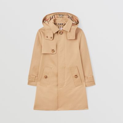 Detachable Hood Check-lined Cotton Twill Car Coat Archive Beige | Burberry