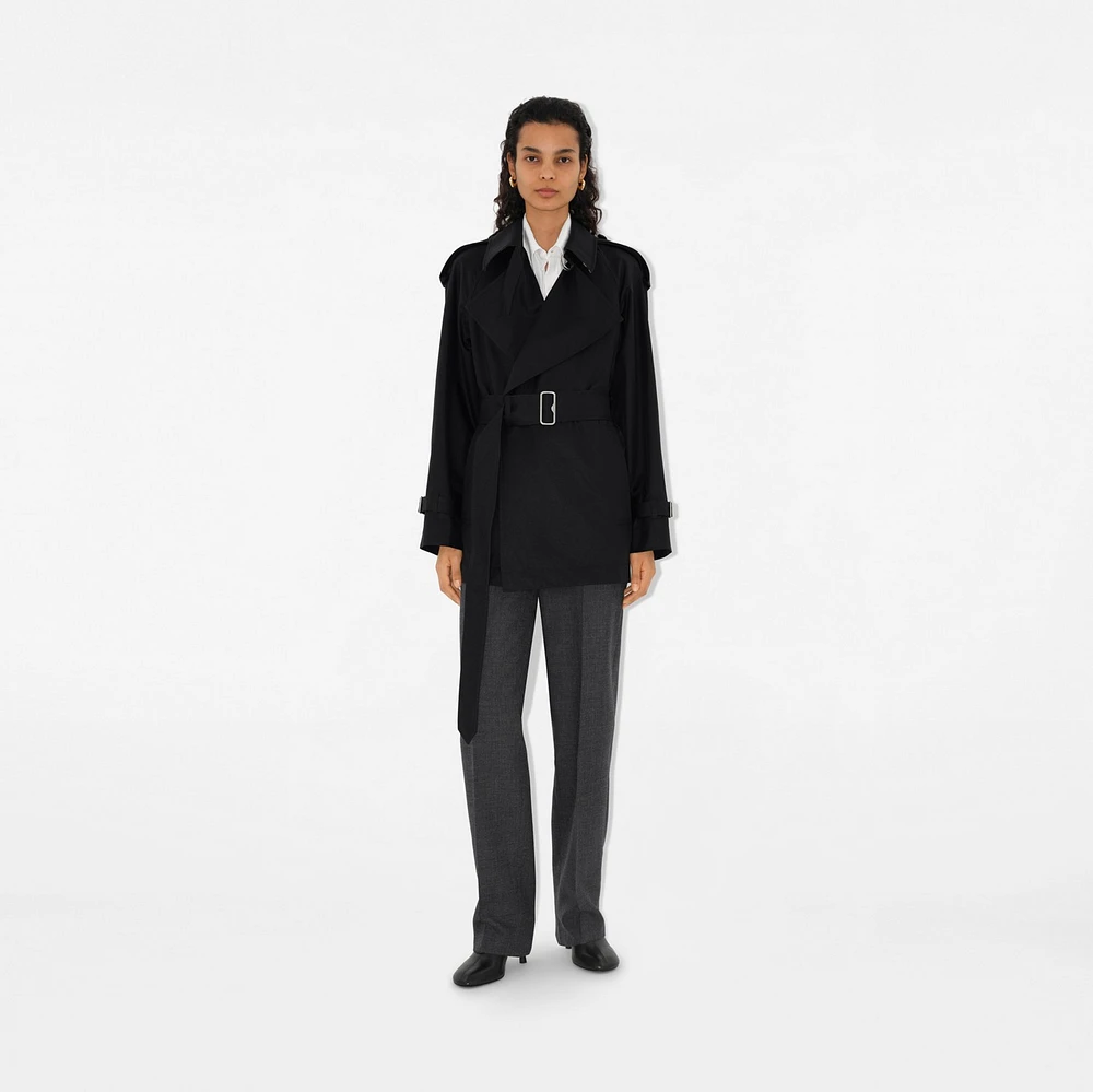 Gabardine Trench Jacket in Black - Women, Cotton | Burberry® Official