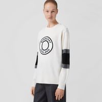 Logo Graphic Appliqué Wool Cashmere Sweater Natural White - Women | Burberry® Official