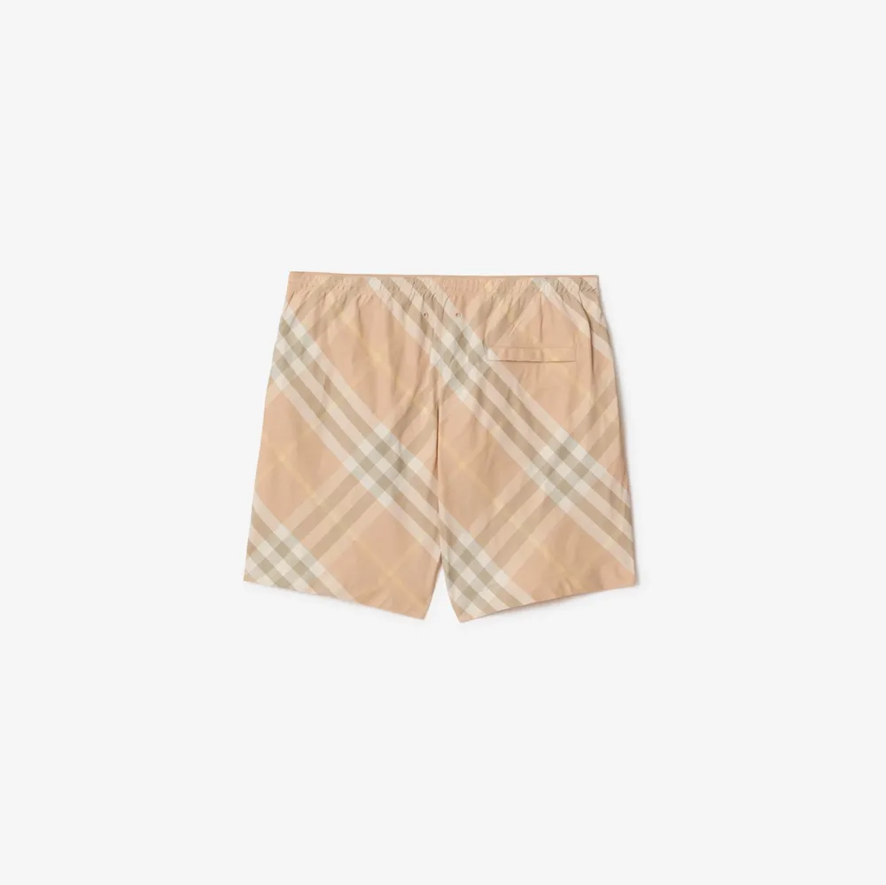 Check Swim Shorts in Flax - Men | Burberry® Official