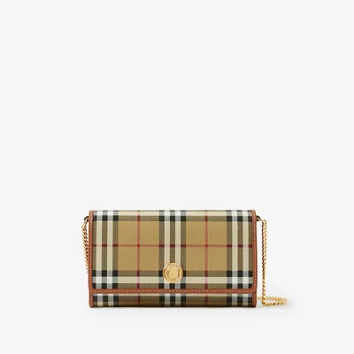 Check Chain Strap Wallet in Archive beige - Women, Vintage Check | Burberry® Official