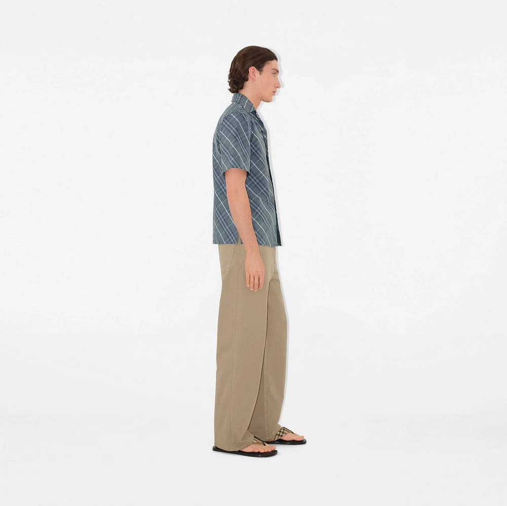 Relaxed Fit Check Cotton Shirt in Pewter - Men | Burberry® Official