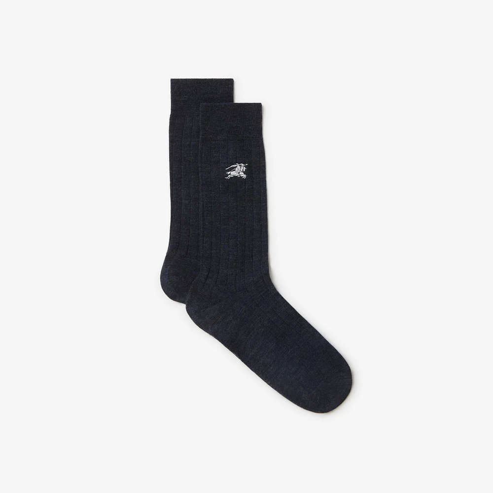 Wool Blend Socks in Navy | Burberry® Official