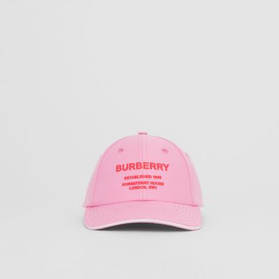 Horseferry Motif Cotton Twill Baseball Cap Primrose Pink | Burberry® Official