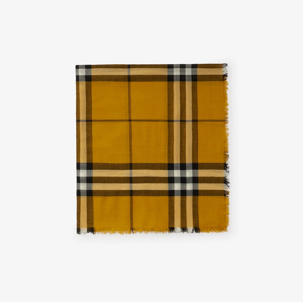 Check Wool Scarf in Teak | Burberry® Official