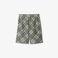 Check Silk Shorts in Lichen - Men | Burberry® Official