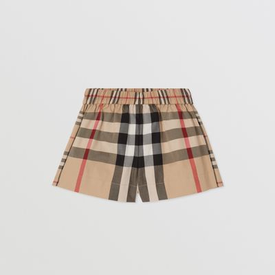 Panelled Check Cotton Shorts Archive Beige - Children | Burberry® Official