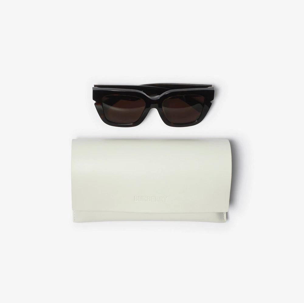 Inlaid Check Square Sunglasses in Tortoiseshell - Women | Burberry® Official