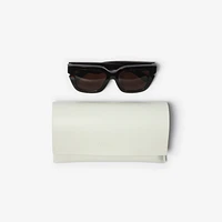 Inlaid Check Square Sunglasses in Tortoiseshell - Women | Burberry® Official