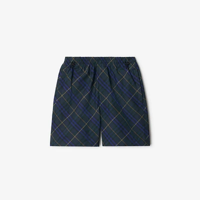Check Twill Shorts in Midnight - Men, Nylon | Burberry® Official