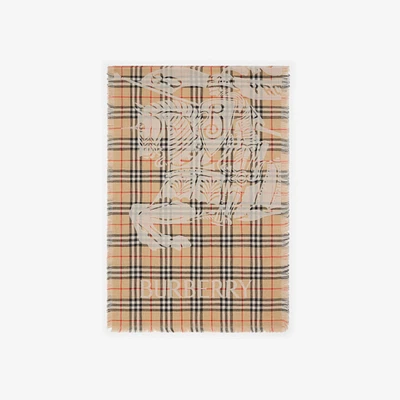 Wide EKD Check Wool Scarf in Sand | Burberry® Official