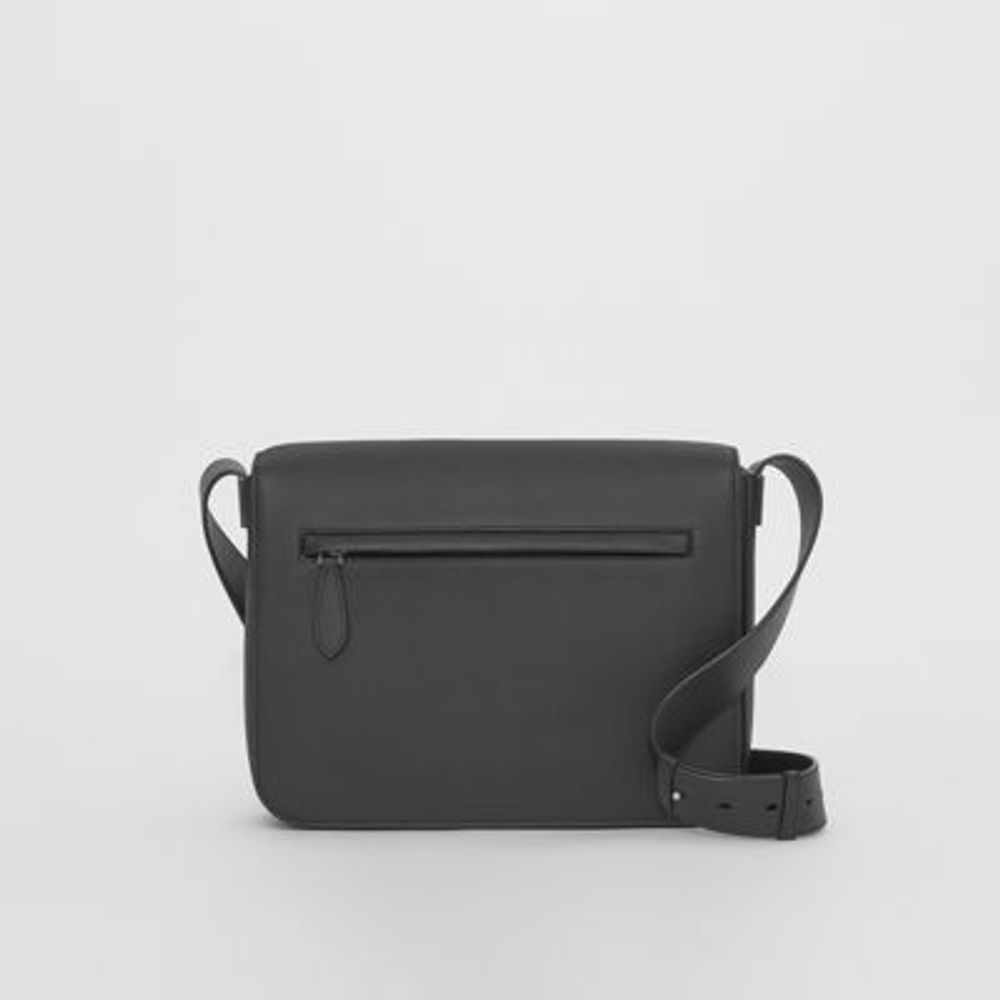 Small Grainy Leather Messenger Bag in Black - Men | Burberry United States