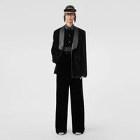 Velvet Wide-leg Trousers Black - Women | Burberry® Official
