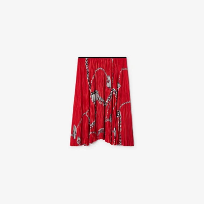 Shield Hardware Jersey Skirt in Silver/red - Women, Nylon | Burberry® Official