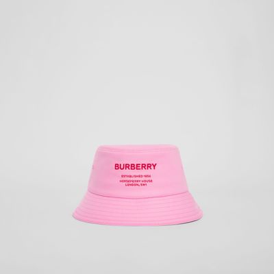 Horseferry Motif Cotton Bucket Hat Primrose Pink | Burberry® Official
