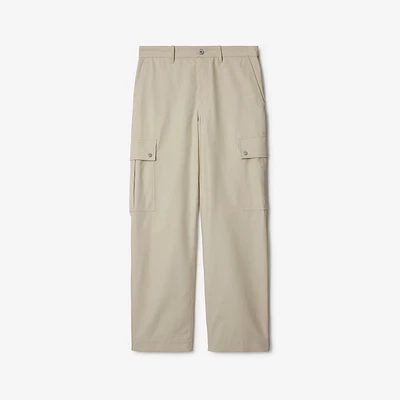 Cotton Blend Cargo Trousers in Plaster - Men | Burberry® Official