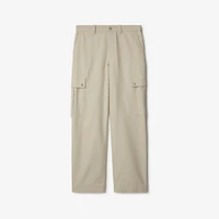 Cotton Blend Cargo Trousers in Plaster - Men | Burberry® Official