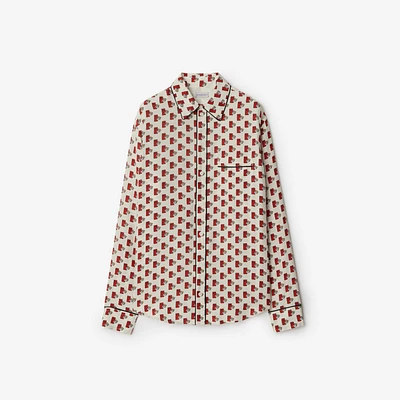 Postbox Silk Shirt in Chalk - Women | Burberry® Official