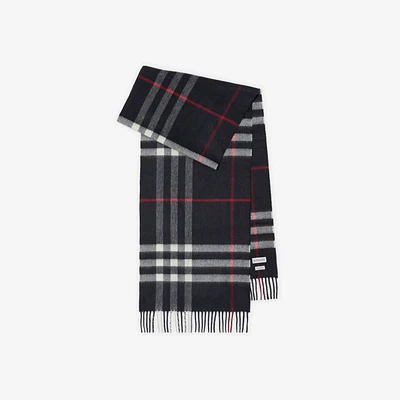 Check Cashmere Scarf in Navy | Burberry® Official