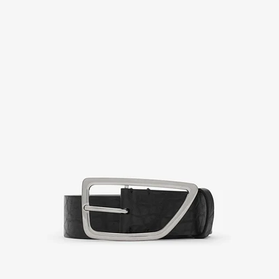 Leather Shield Belt in Slate - Men | Burberry® Official