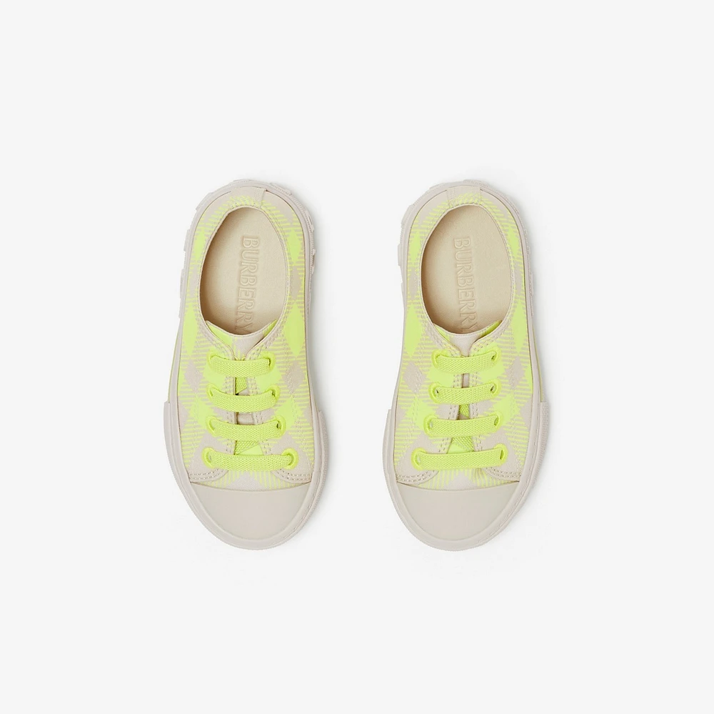 Check Cotton Sneakers in Vivid lime - Children | Burberry® Official