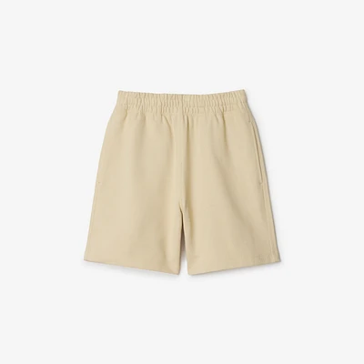 Check Label Cotton Shorts in Nutmeg - Men | Burberry® Official