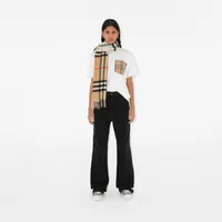 Contrast Check Cashmere Scarf in Archive beige/natural white | Burberry® Official