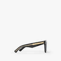 Inlaid Check Square Sunglasses in Black - Women | Burberry® Official