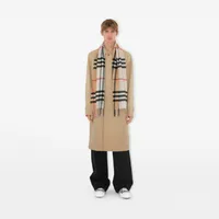 Contrast Check Cashmere Scarf in Archive beige/natural white | Burberry® Official